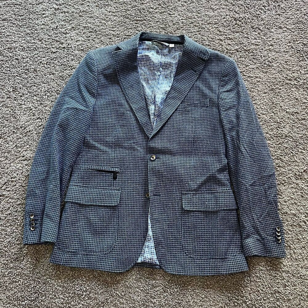Robert Graham Blazer Downhill Sport Jacket Blue Gingham 2-Button Mens 42 Slim
